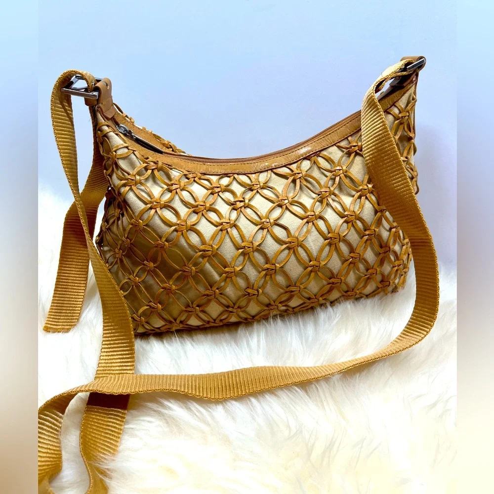 Macrame & Canvas Bone Leather Adjustable Nylon Strap, Boho Bag Leather - Picture 1 of 12